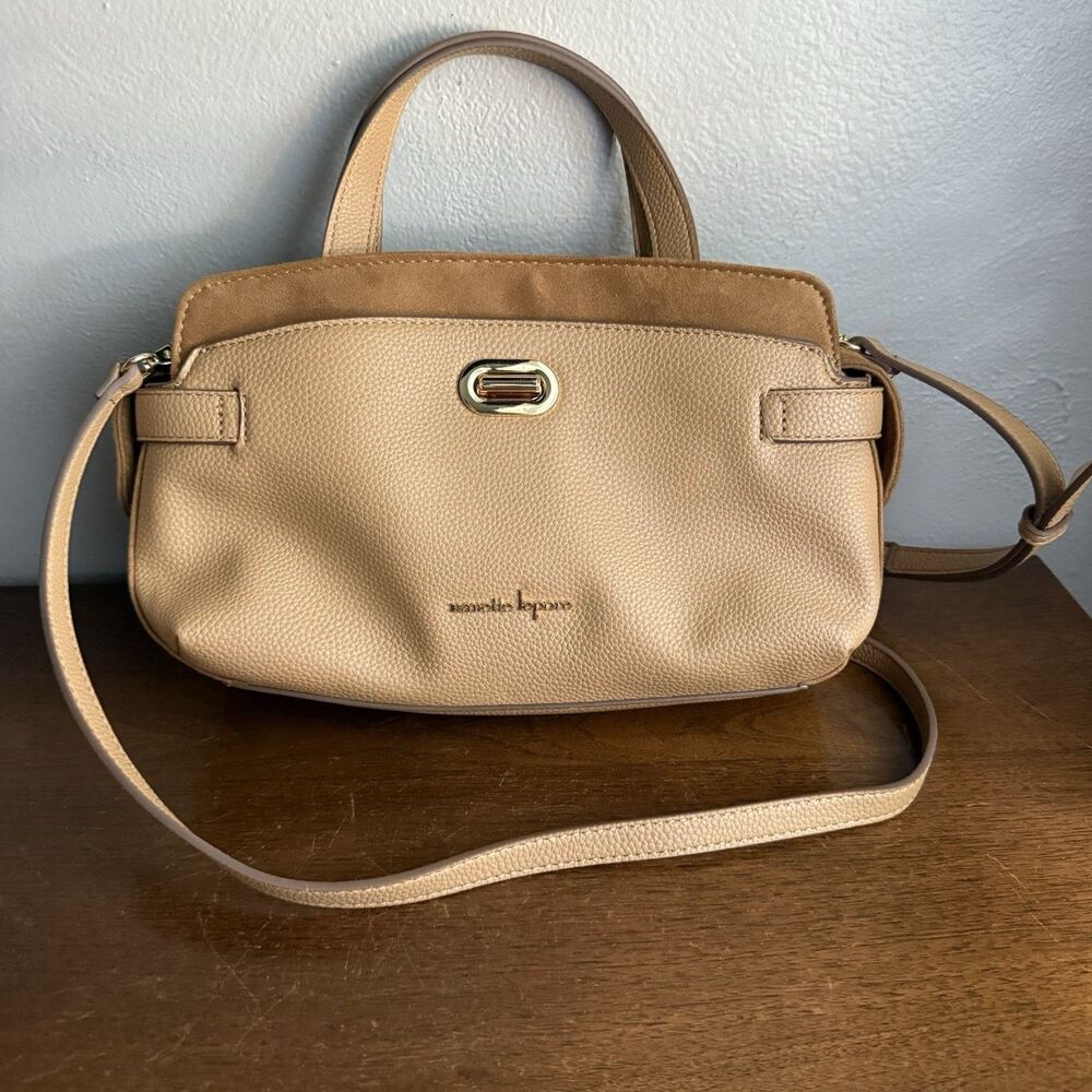 Nanette Lepore Katt Beige Tank Satchel Crossbody Bag
